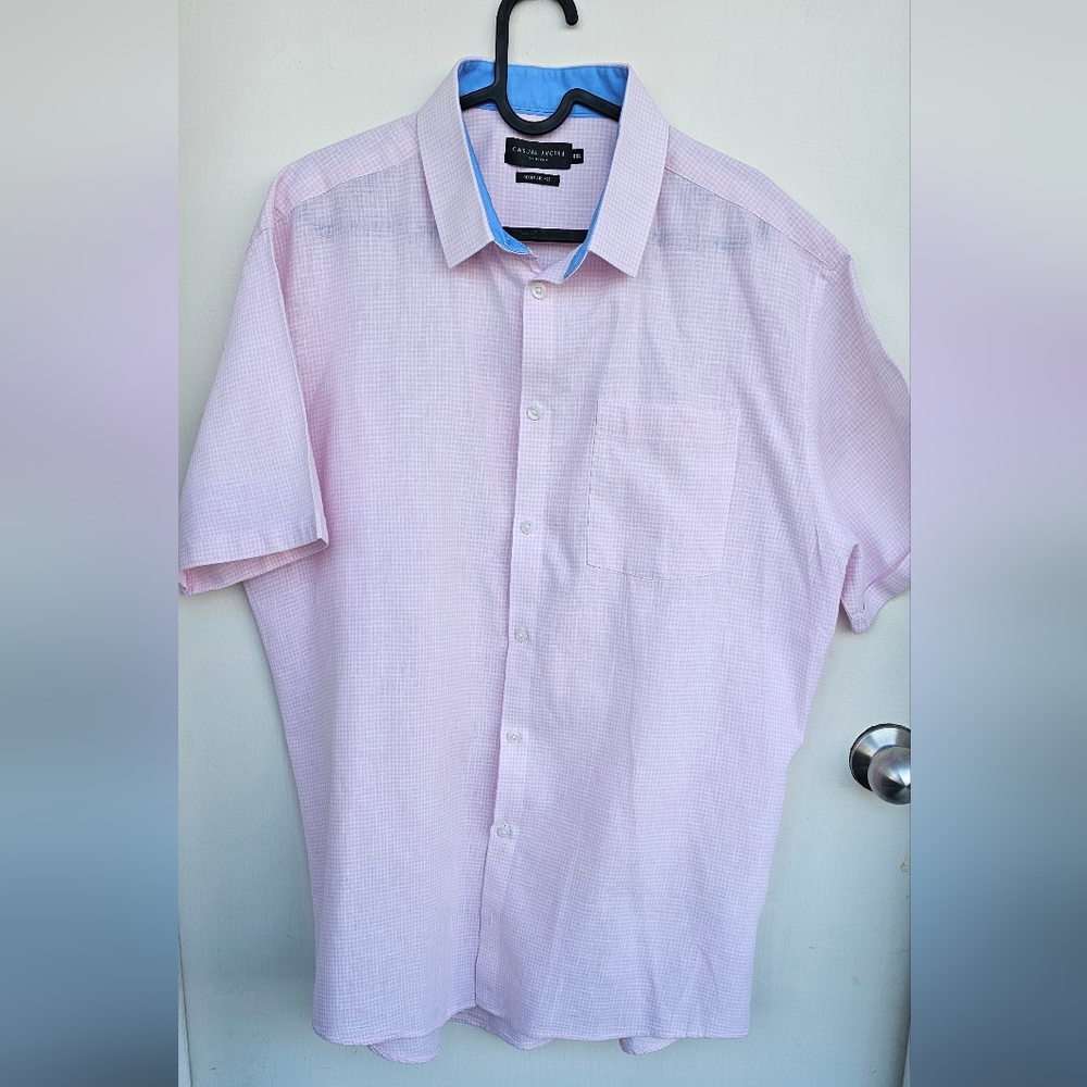 Casual Friday by Blend  Men's Pink Plaid Short Sleeve Shirt,Sz.XXL.   B-45
